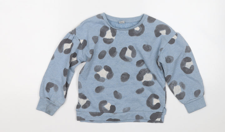 TU Girls Blue Geometric Cotton Pullover Sweatshirt Size 3 Years