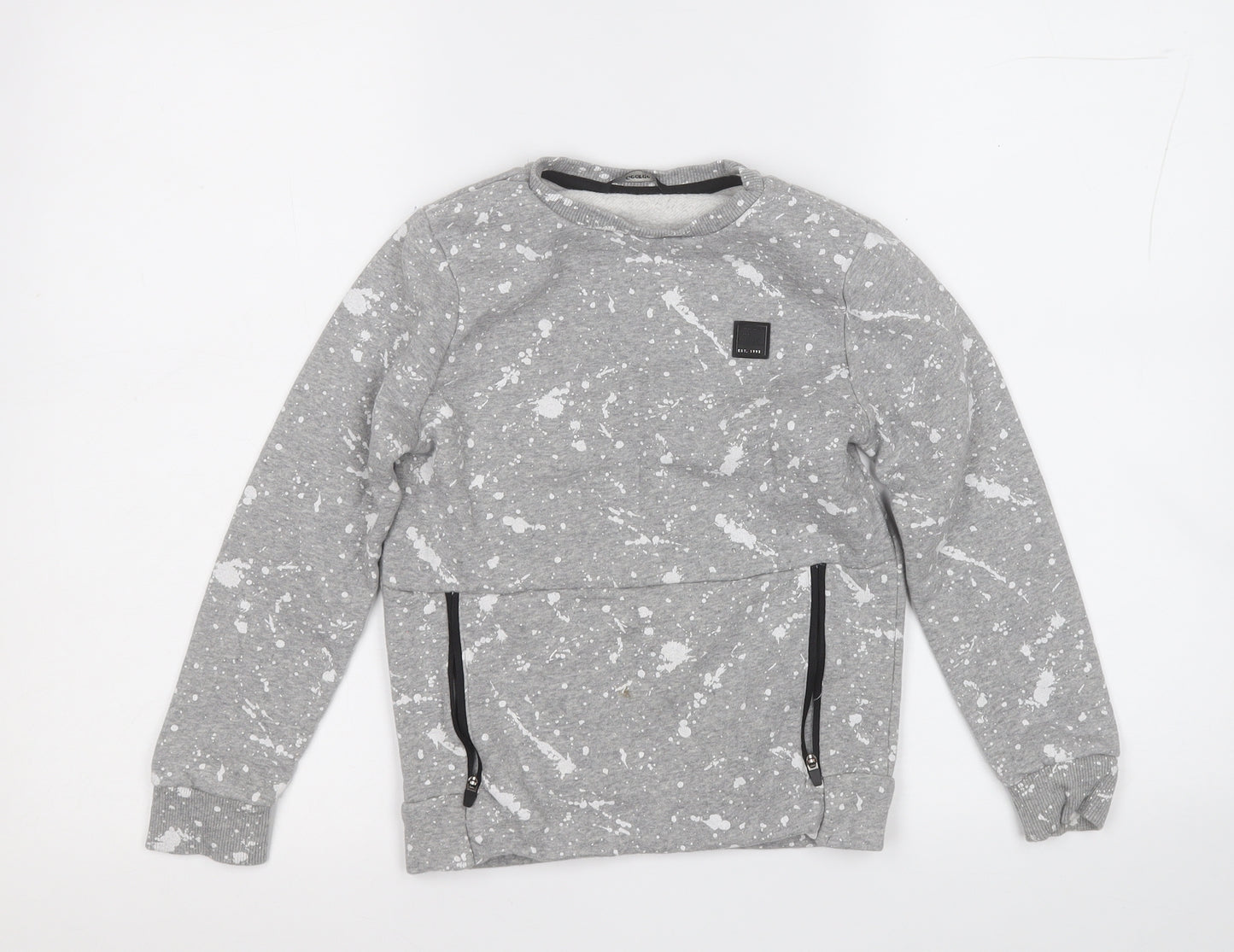 George Boys Grey Geometric Cotton Pullover Sweatshirt Size 7-8 Years