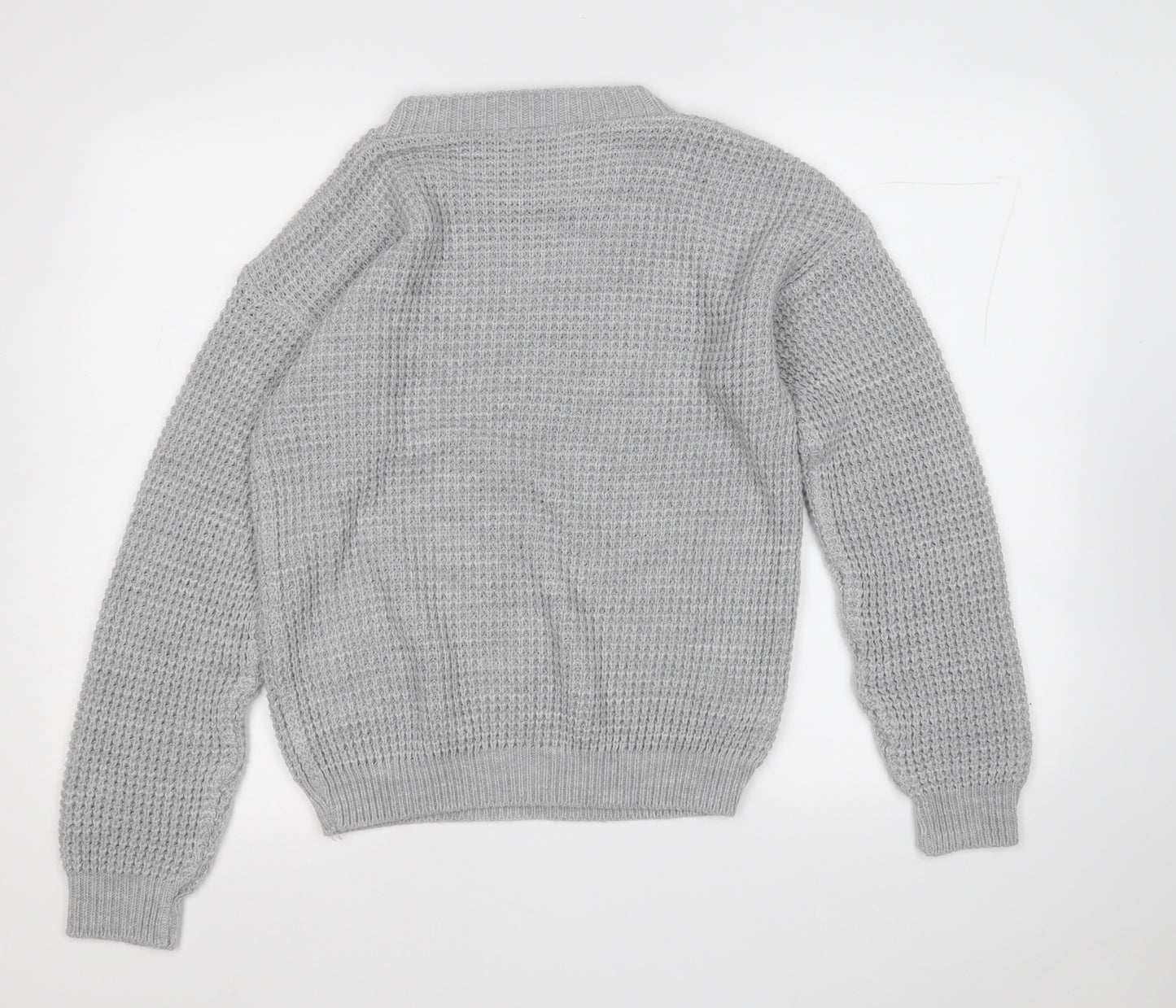 Boohoo Mens Grey Round Neck  Acrylic Pullover Jumper Size L