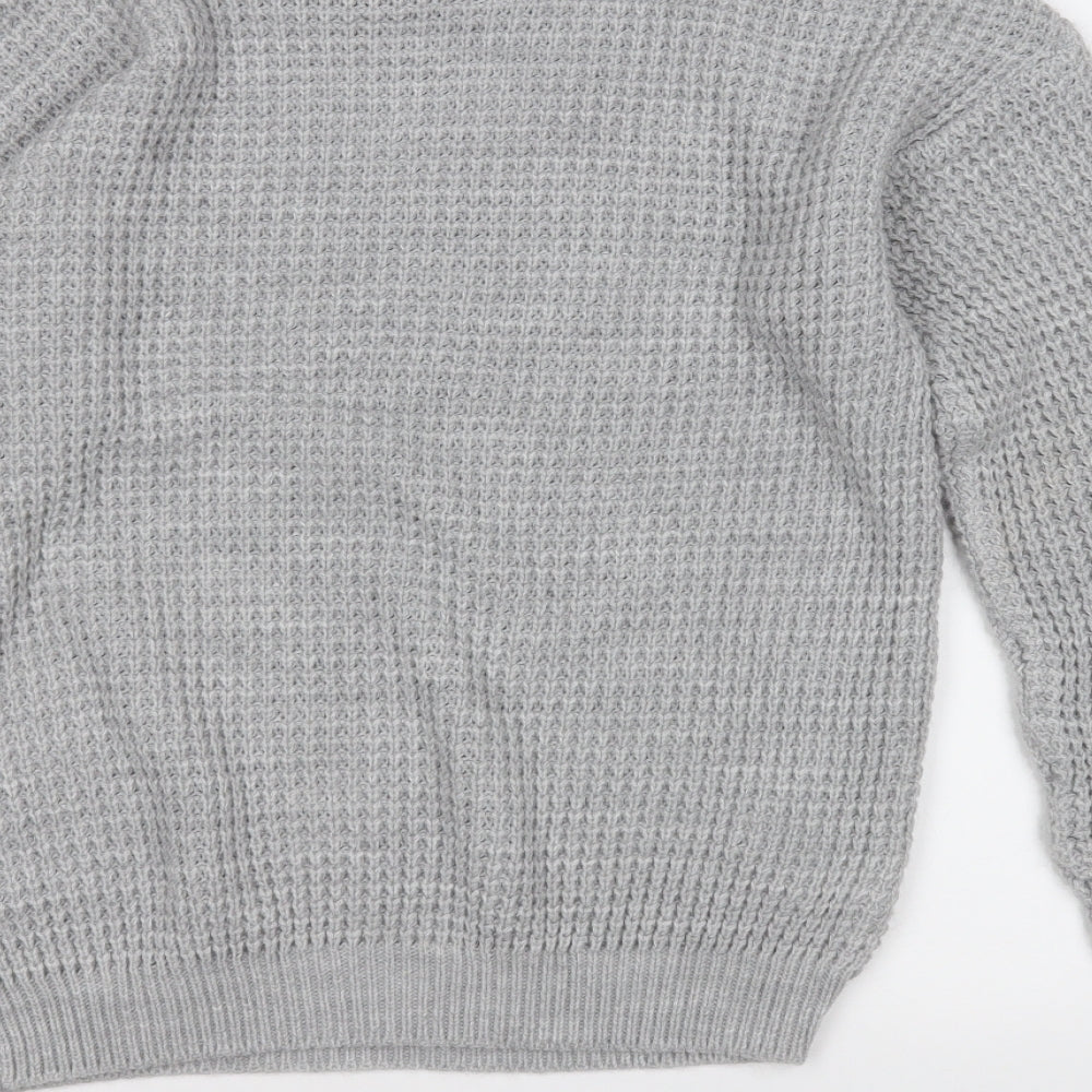 Boohoo Mens Grey Round Neck  Acrylic Pullover Jumper Size L