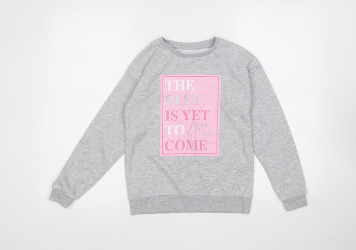 Primark Girls Grey  Cotton Pullover Sweatshirt Size 10-11 Years   - The best is yet to come