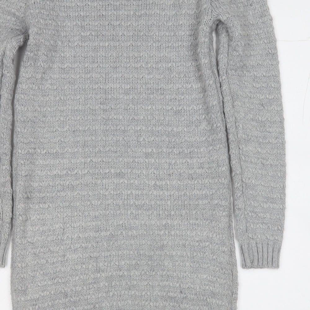 Primark Womens Grey  Acrylic Jacket Dress  Size 6  Round Neck