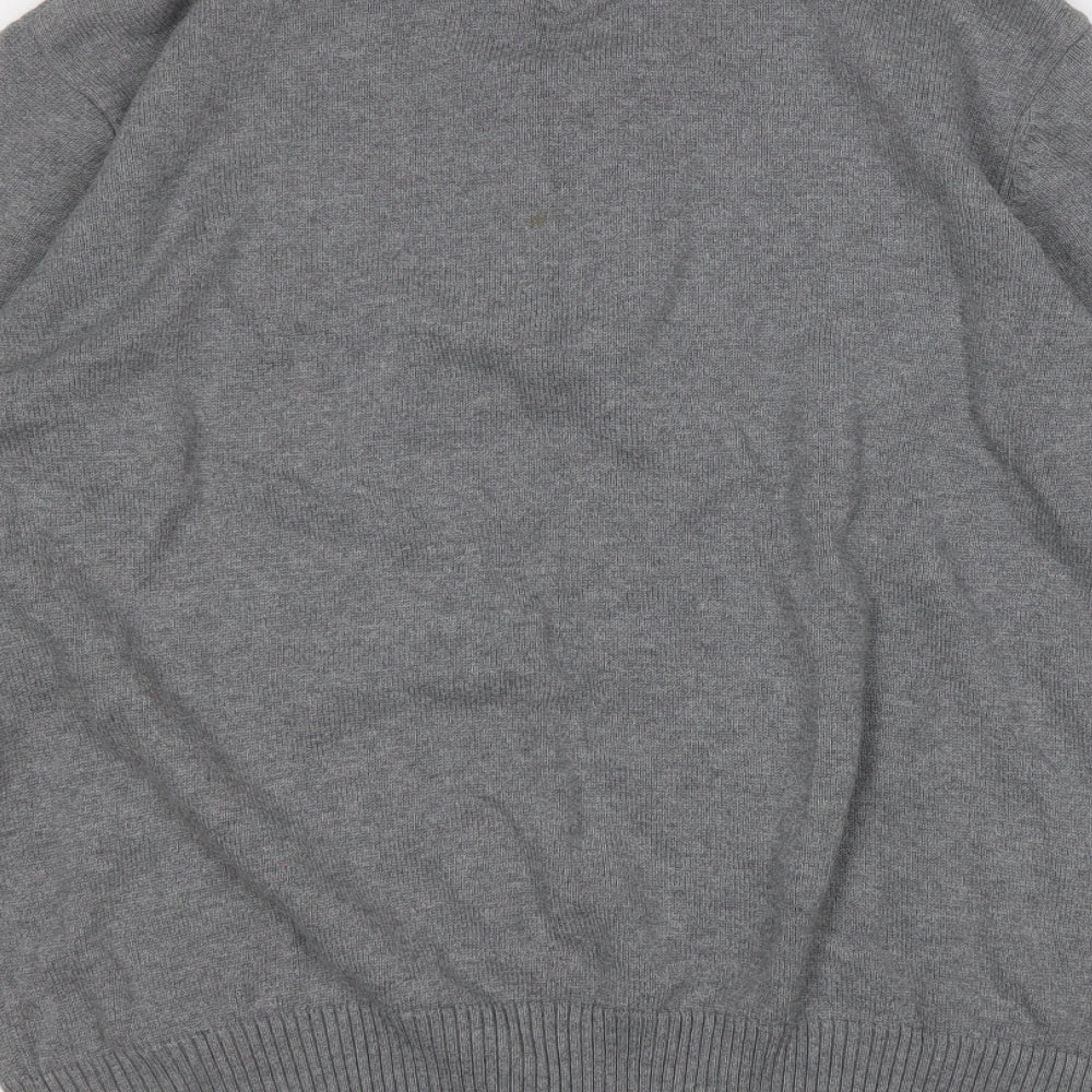 Hampton Mens Grey Mock Neck  Cotton Pullover Jumper Size M