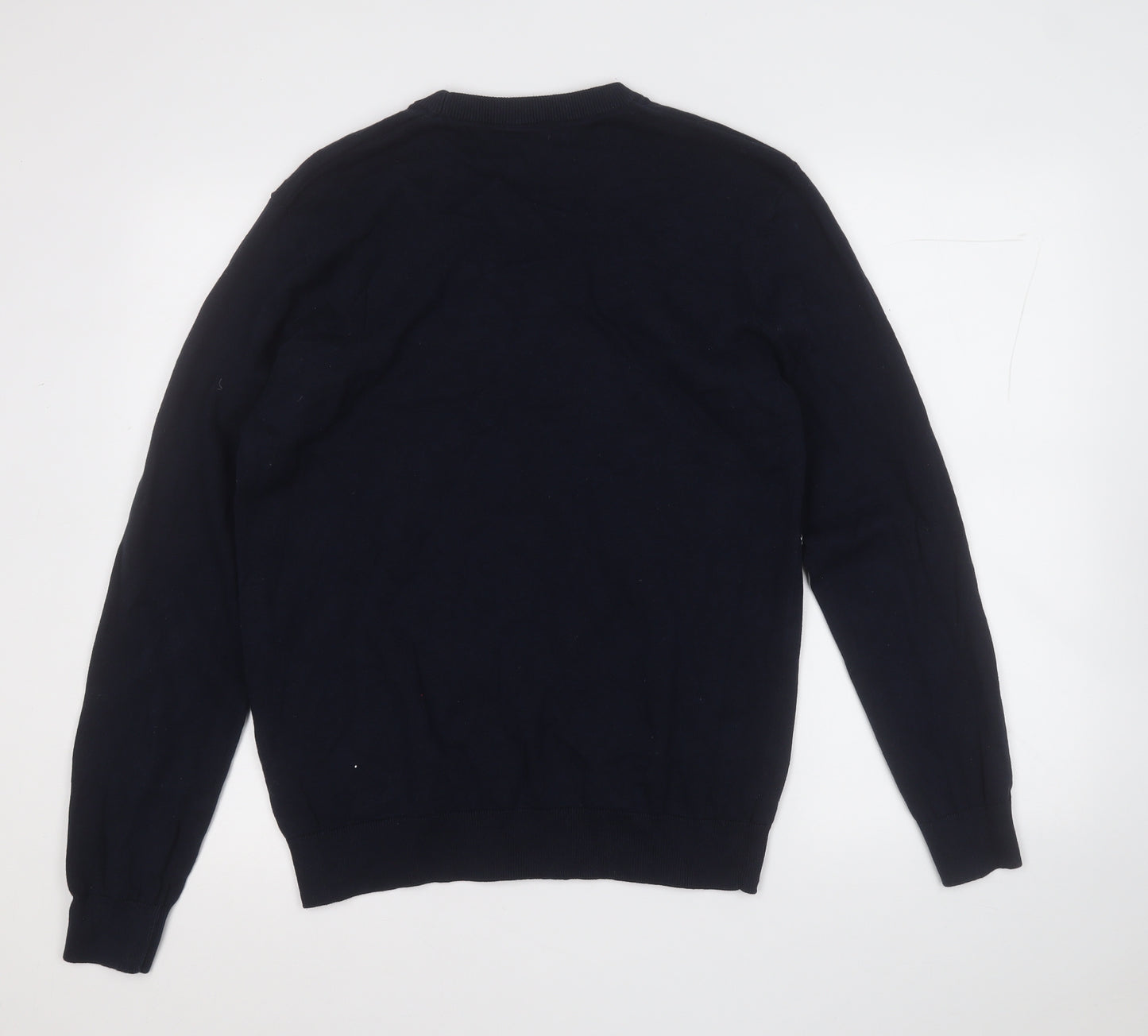 Marks and Spencer Mens Blue Round Neck  Cotton Pullover Jumper Size M   - Christmas JUMPER
