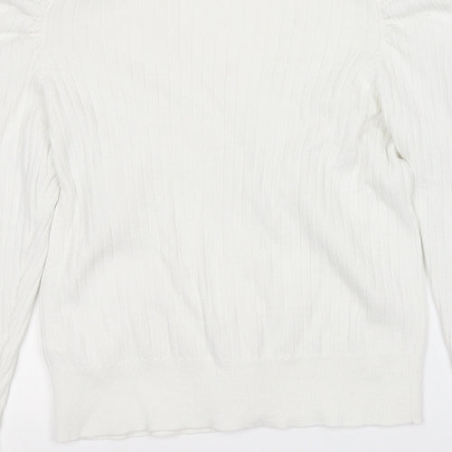 Primark Womens White V-Neck  Polyester Cardigan Jumper Size 12