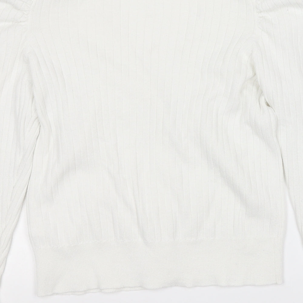 Primark Womens White V-Neck  Polyester Cardigan Jumper Size 12