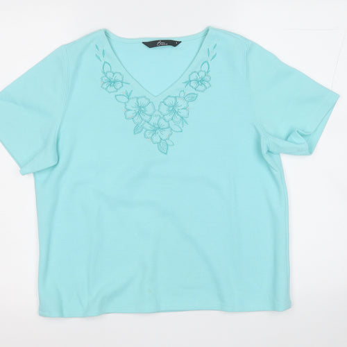 BM Womens Blue V-Neck  Polyester Pullover Jumper Size S