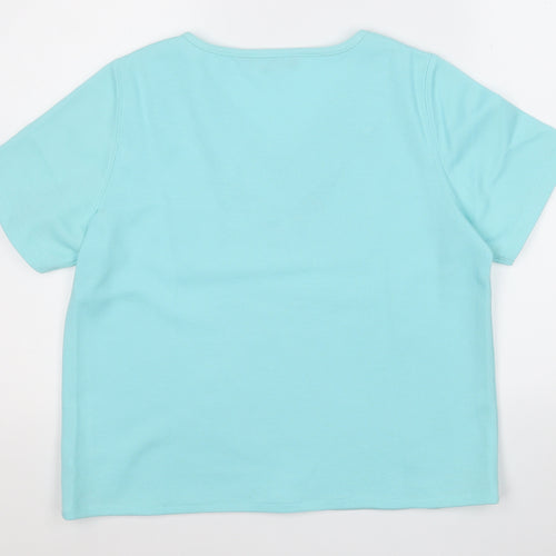 BM Womens Blue V-Neck  Polyester Pullover Jumper Size S