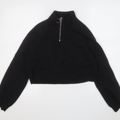 Divided Womens Black  Cotton Henley Sweatshirt Size XS