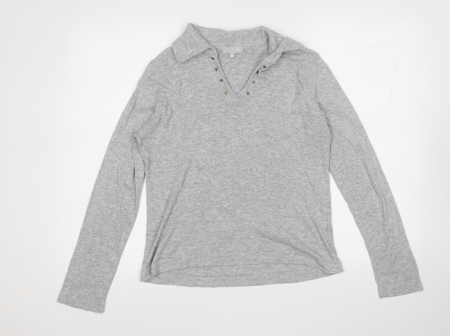 JFW Womens Grey V-Neck  Acrylic Pullover Jumper Size 14