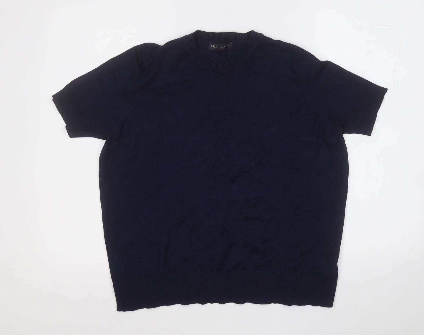 Marks and Spencer Womens Blue Round Neck  Viscose Pullover Jumper Size 16