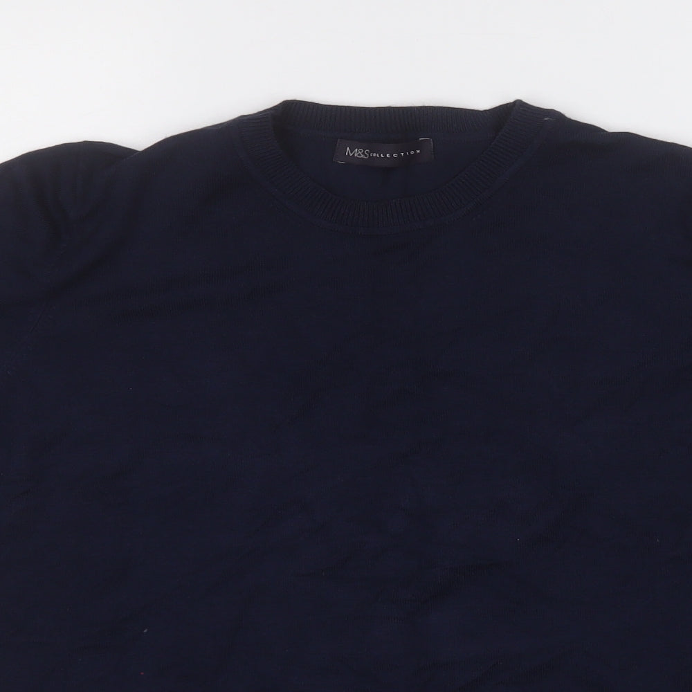 Marks and Spencer Womens Blue Round Neck  Viscose Pullover Jumper Size 16