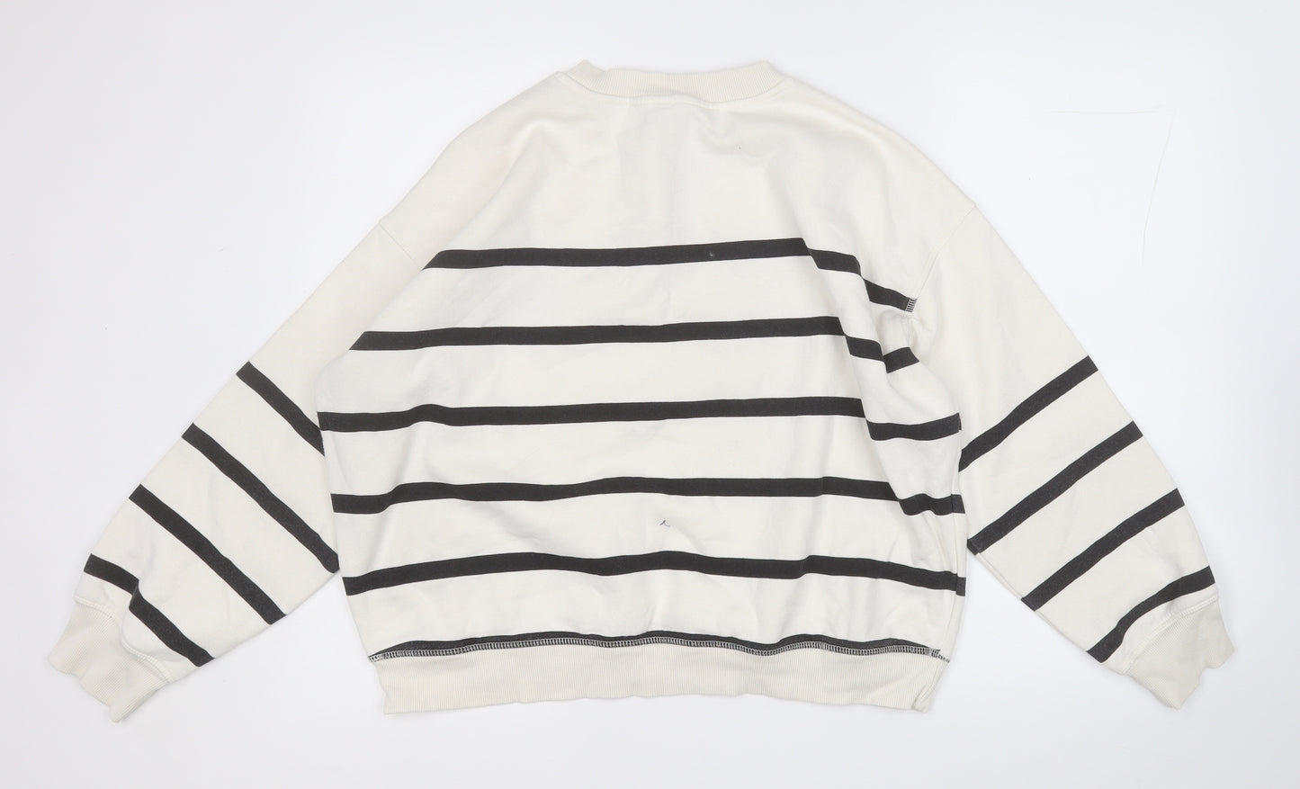 H&M Womens White Striped Cotton Pullover Sweatshirt Size M