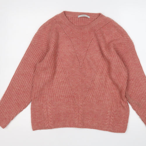 George Womens Red Round Neck  Acrylic Pullover Jumper Size 12