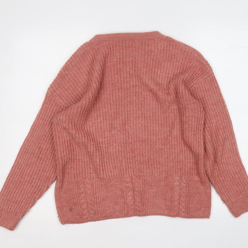 George Womens Red Round Neck  Acrylic Pullover Jumper Size 12