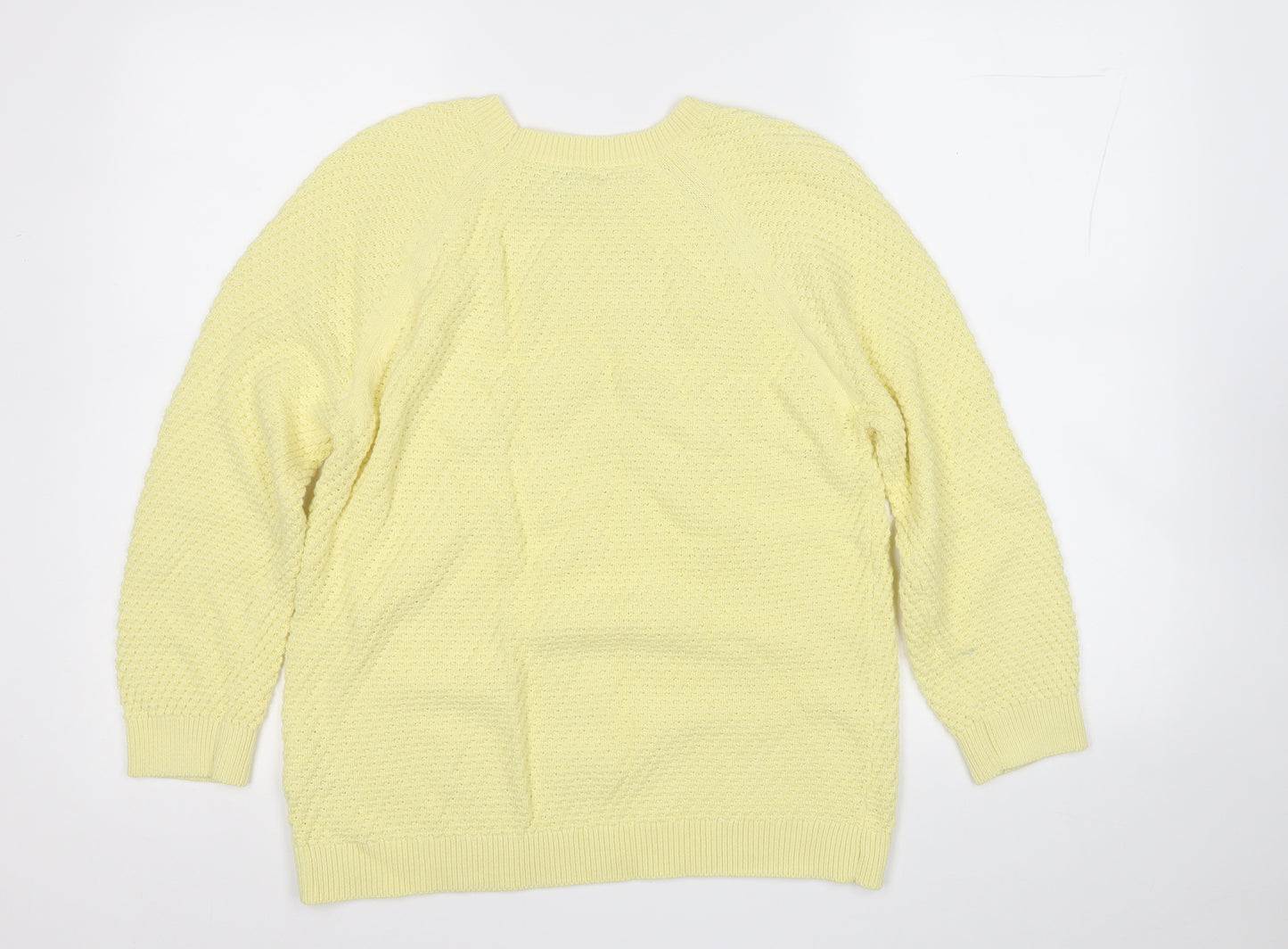 Hobbs Womens Yellow Round Neck  Cotton Pullover Jumper Size M
