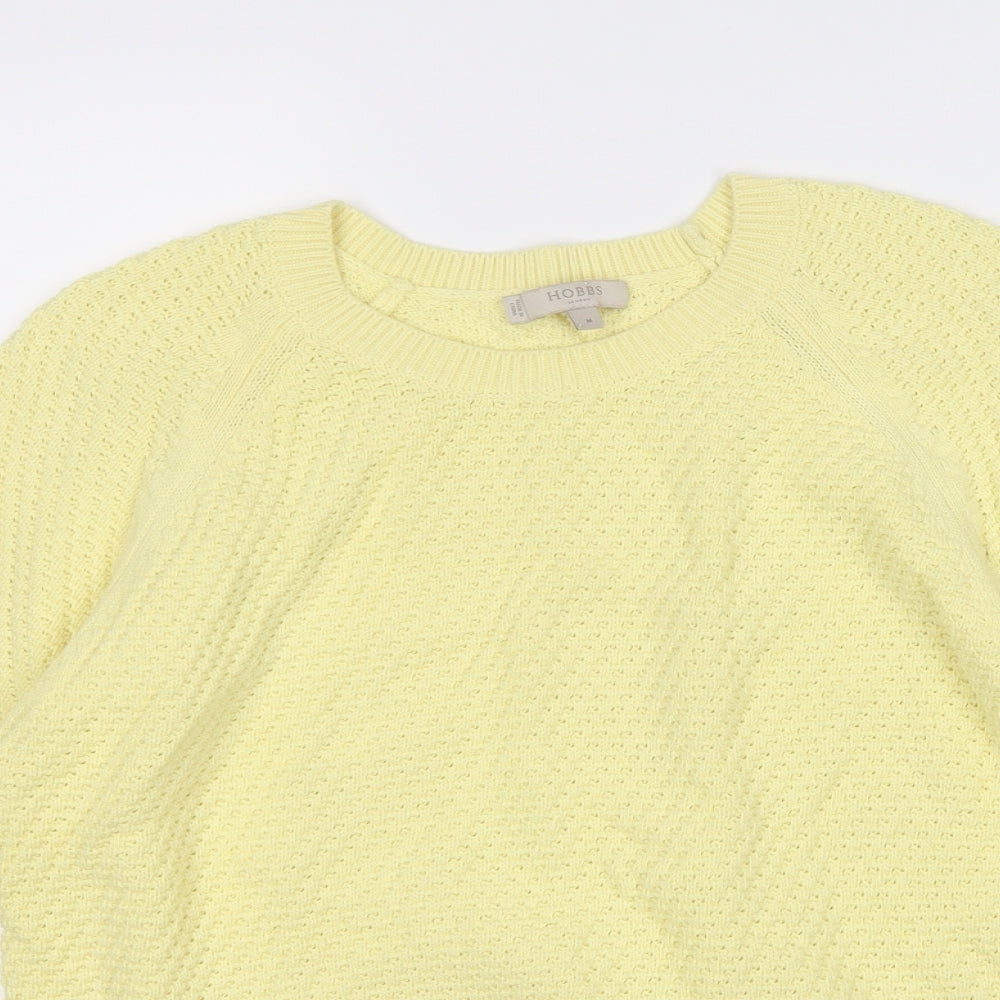 Hobbs Womens Yellow Round Neck  Cotton Pullover Jumper Size M
