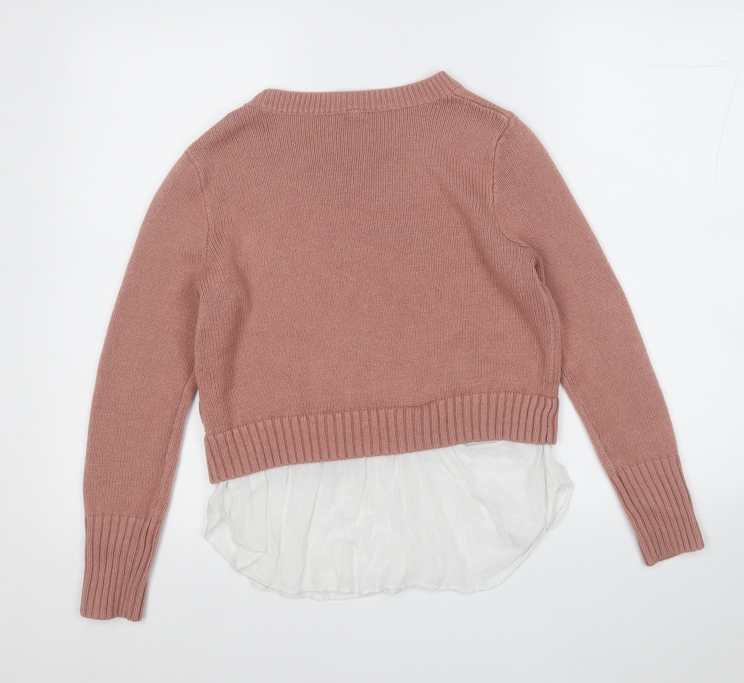 Divided Womens Pink Round Neck  Acrylic Pullover Jumper Size S