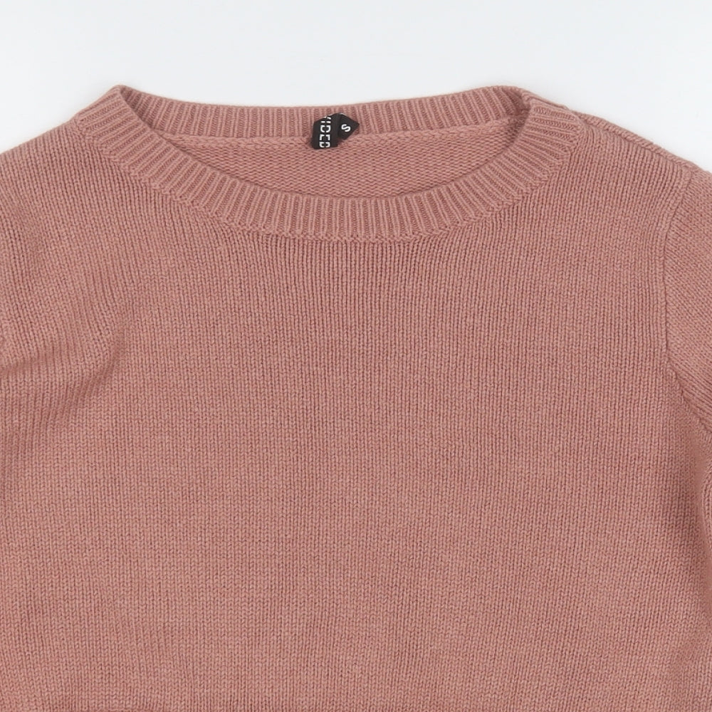 Divided Womens Pink Round Neck  Acrylic Pullover Jumper Size S