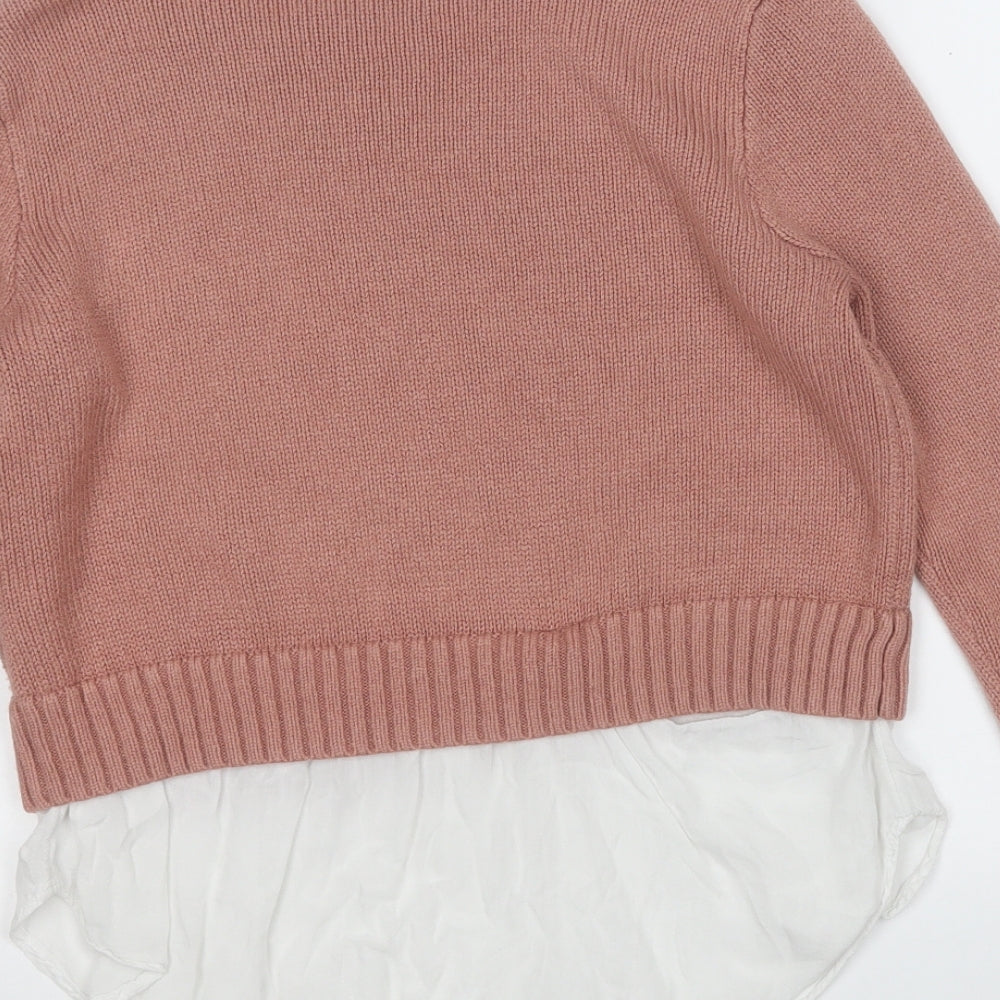 Divided Womens Pink Round Neck  Acrylic Pullover Jumper Size S