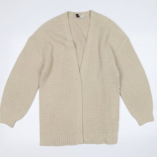 Divided Womens Beige V-Neck  Acrylic Cardigan Jumper Size XS