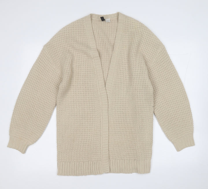 Divided Womens Beige V-Neck  Acrylic Cardigan Jumper Size XS