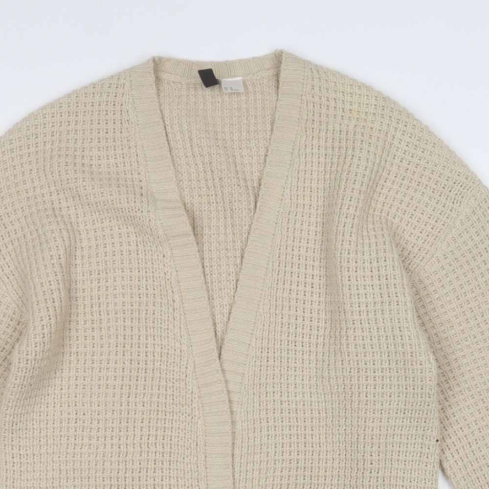 Divided Womens Beige V-Neck  Acrylic Cardigan Jumper Size XS