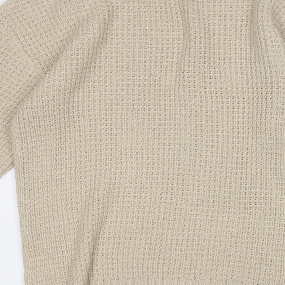 Divided Womens Beige V-Neck  Acrylic Cardigan Jumper Size XS