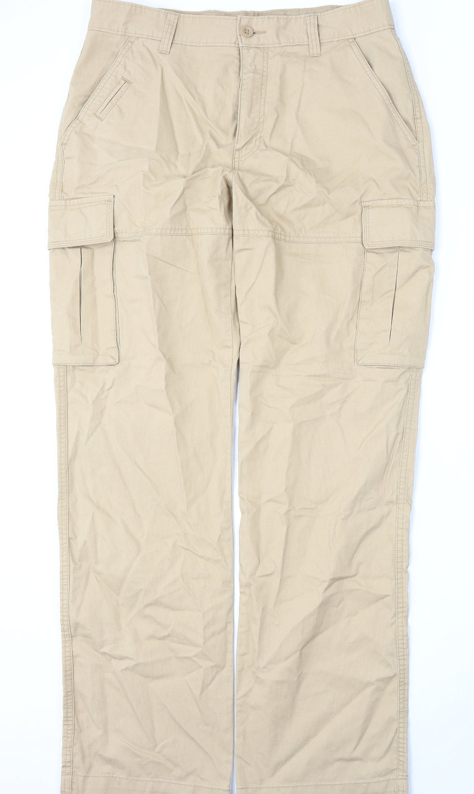 Dunnes Stores Mens Beige  Cotton Cargo Trousers Size 34 L34 in Regular