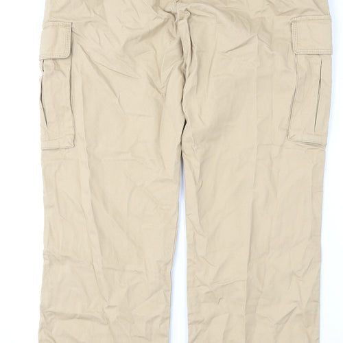 Dunnes Stores Mens Beige  Cotton Cargo Trousers Size 34 L34 in Regular