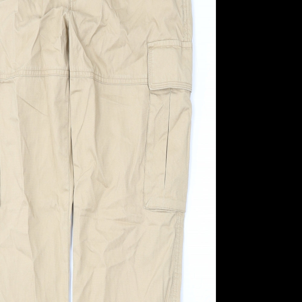 Dunnes Stores Mens Beige  Cotton Cargo Trousers Size 34 L34 in Regular