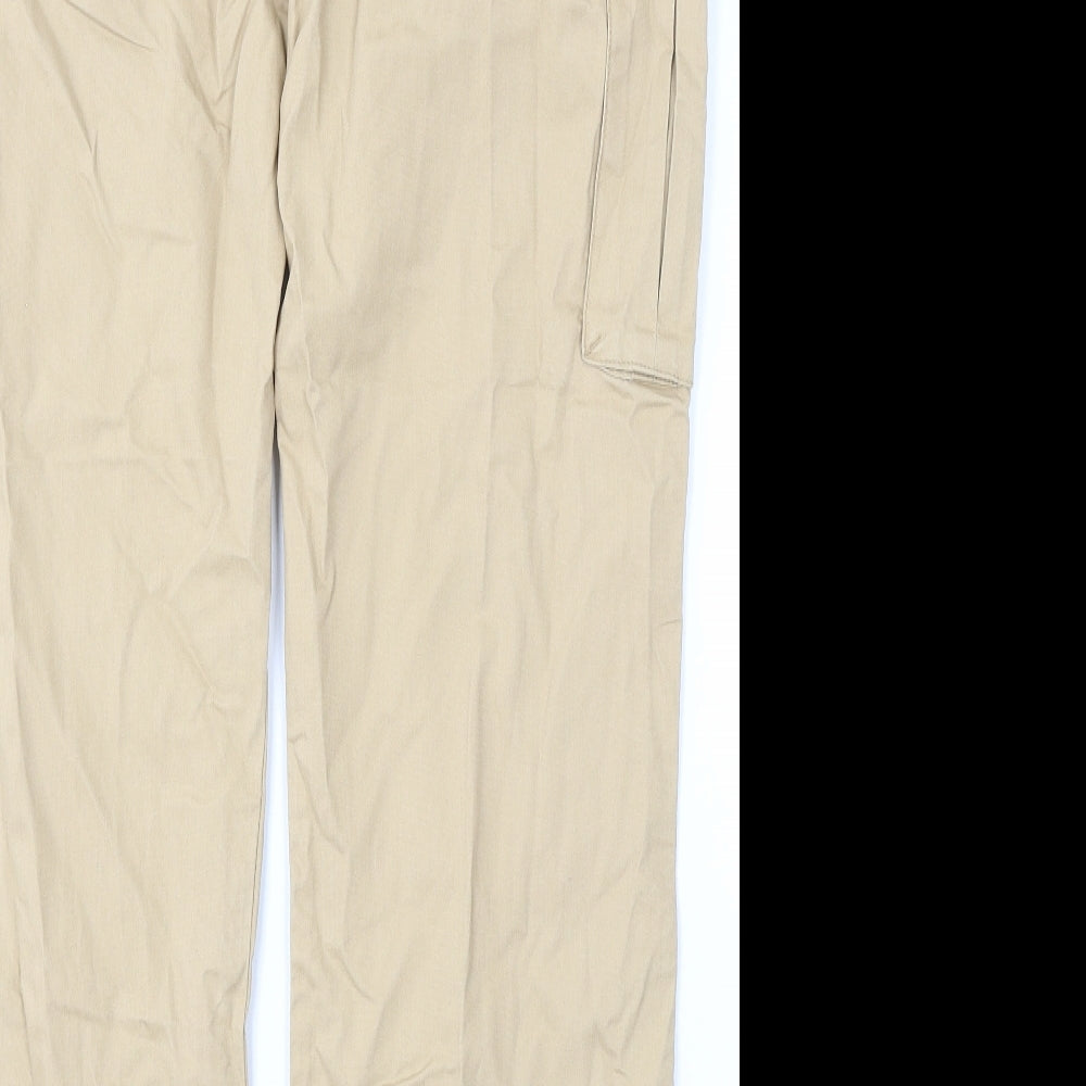 Dunnes Stores Mens Beige  Cotton Cargo Trousers Size 34 L34 in Regular