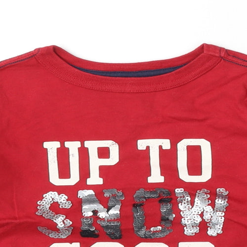 Joules Girls Red  Cotton Basic T-Shirt Size 4 Years Round Neck