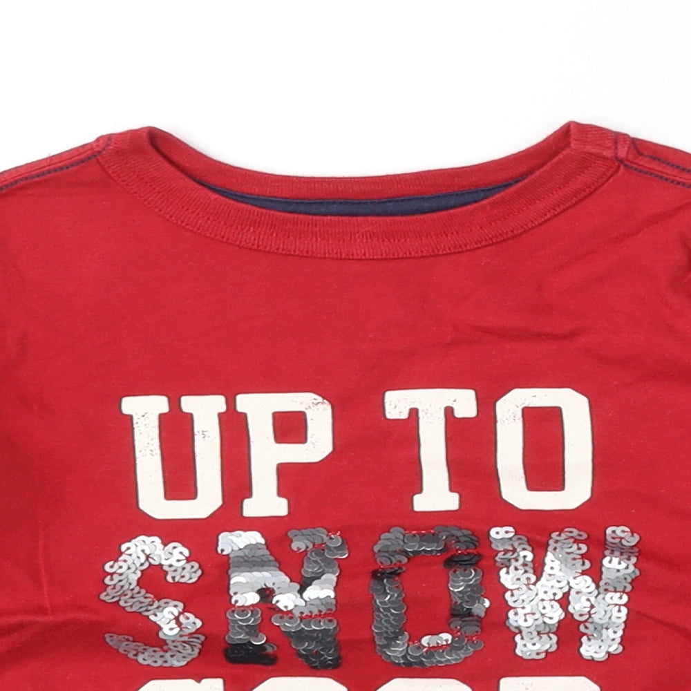 Joules Girls Red  Cotton Basic T-Shirt Size 4 Years Round Neck