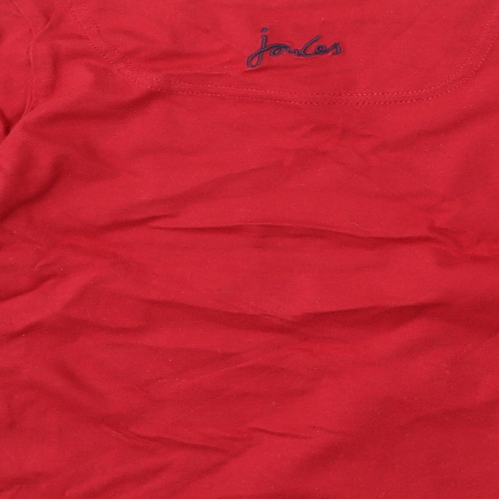 Joules Girls Red  Cotton Basic T-Shirt Size 4 Years Round Neck