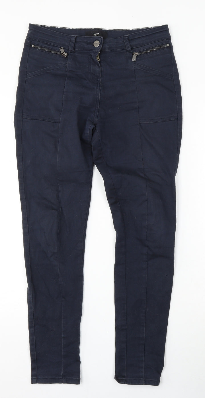 NEXT Womens Blue Cotton Skinny Jeans Size 8 L29 in Regular Button