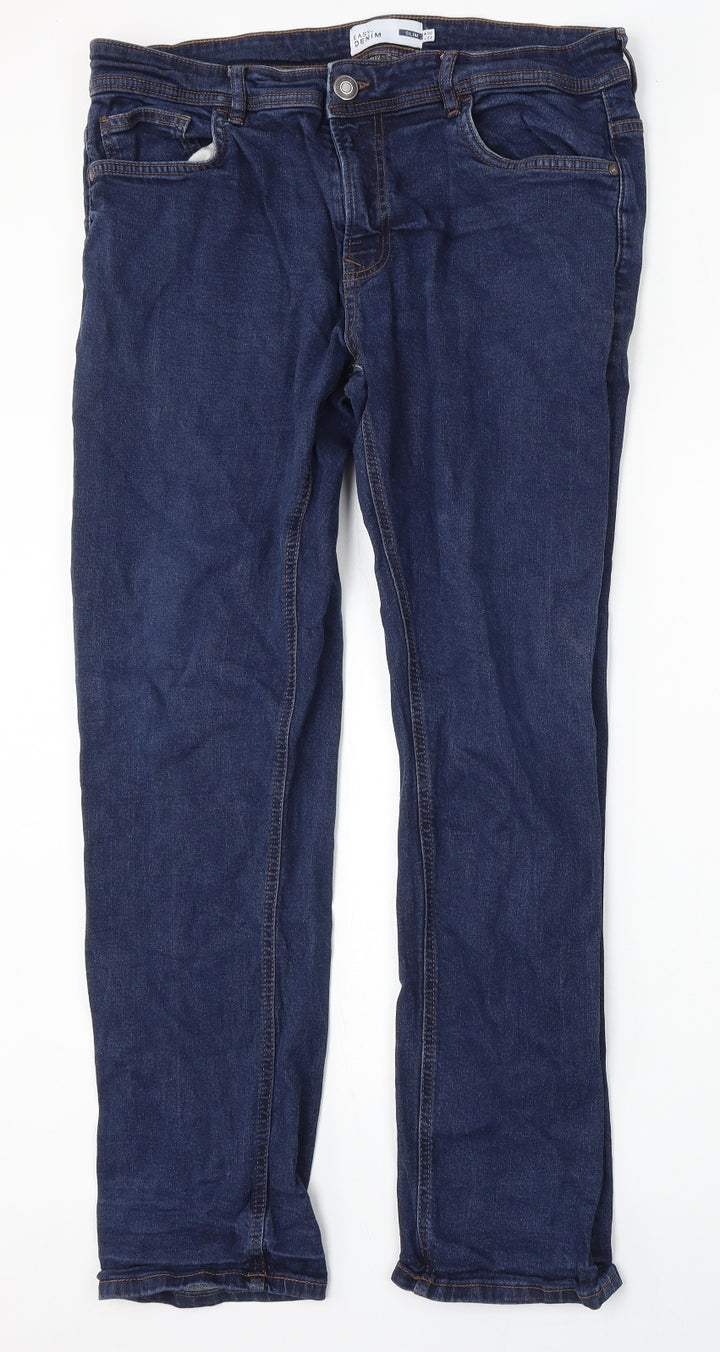 Easy Womens Blue Cotton Skinny Jeans Size 36 L32 in Regular Button