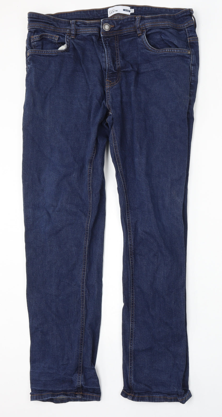 Easy Womens Blue  Cotton Skinny Jeans Size 36 L32 in Regular Button
