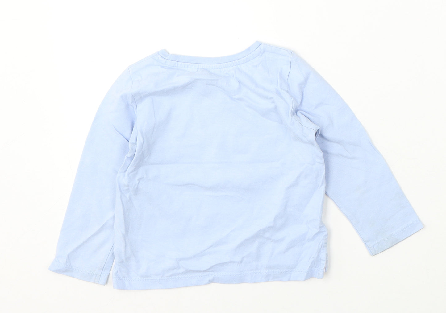 Bluezoo Girls Blue  Cotton Basic T-Shirt Size 12-18 Months Round Neck