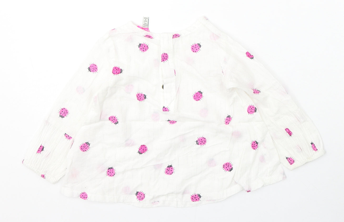 Joules Girls White Geometric Cotton Pullover Jumper Size 9-12 Months
