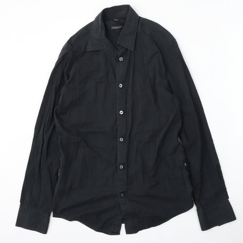 Mexx Mens Black  Polyester  Button-Up Size S Collared Button