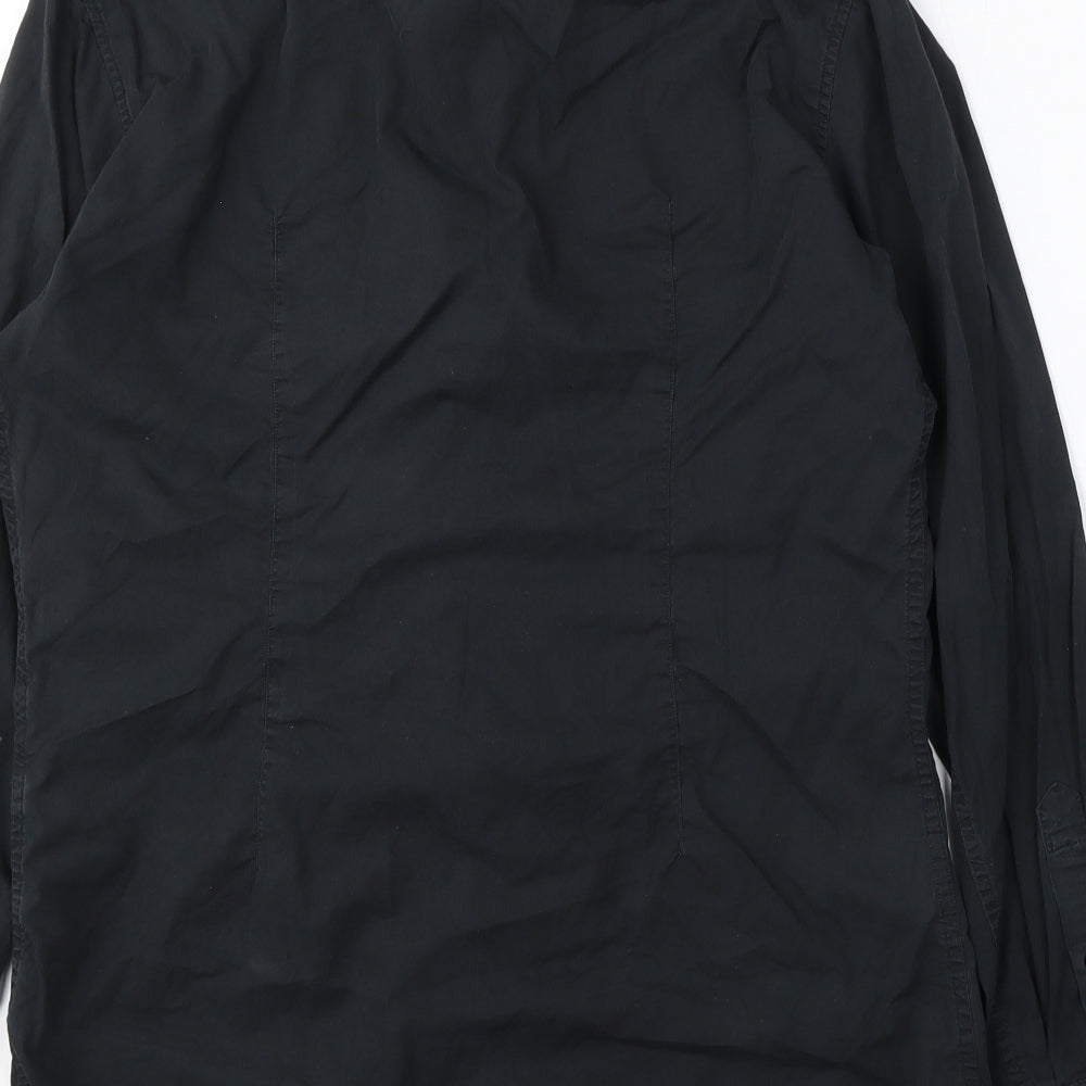Mexx Mens Black  Polyester  Button-Up Size S Collared Button