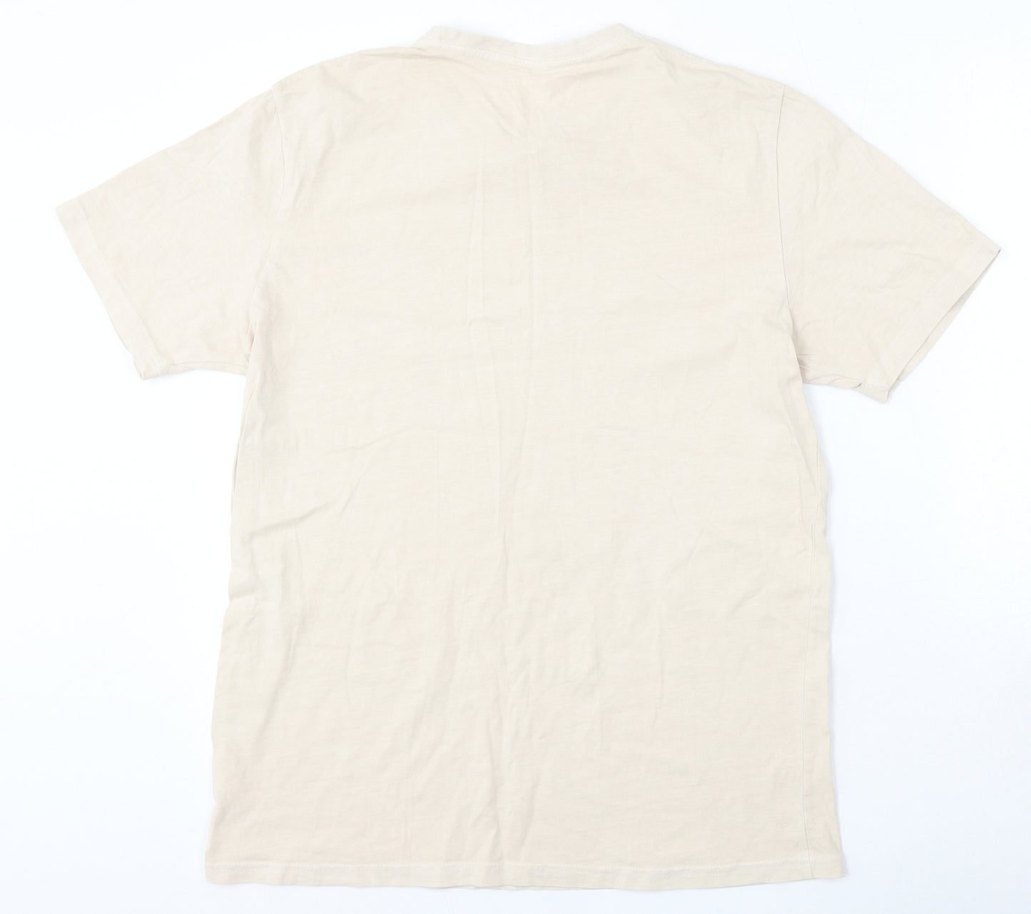 Preworn Mens Beige  Cotton  T-Shirt Size M Round Neck