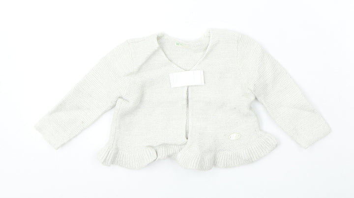 United Colors of Benetton Girls Silver  Viscose Cardigan Jumper Size 9-12 Months