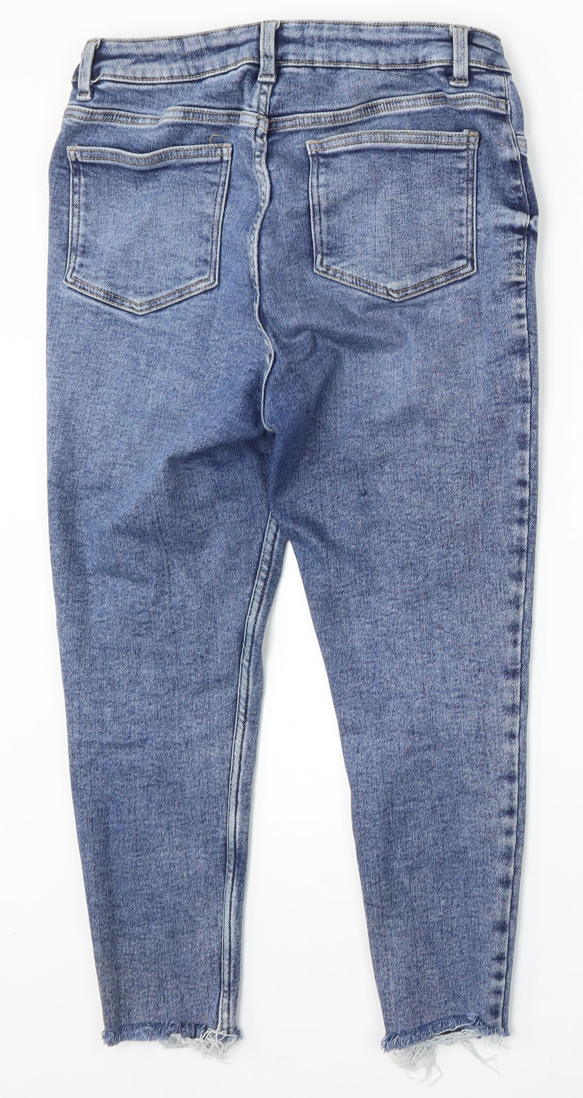 New Look Womens Blue  Cotton Cropped Jeans Size 14 L23 in Regular Button