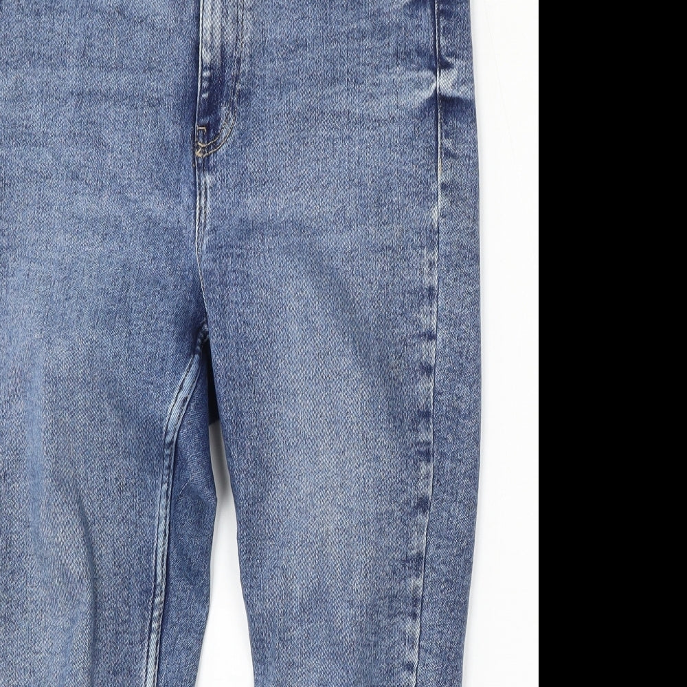 New Look Womens Blue  Cotton Cropped Jeans Size 14 L23 in Regular Button