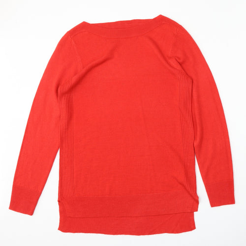 F&F Womens Red Round Neck  Acrylic Pullover Jumper Size 10