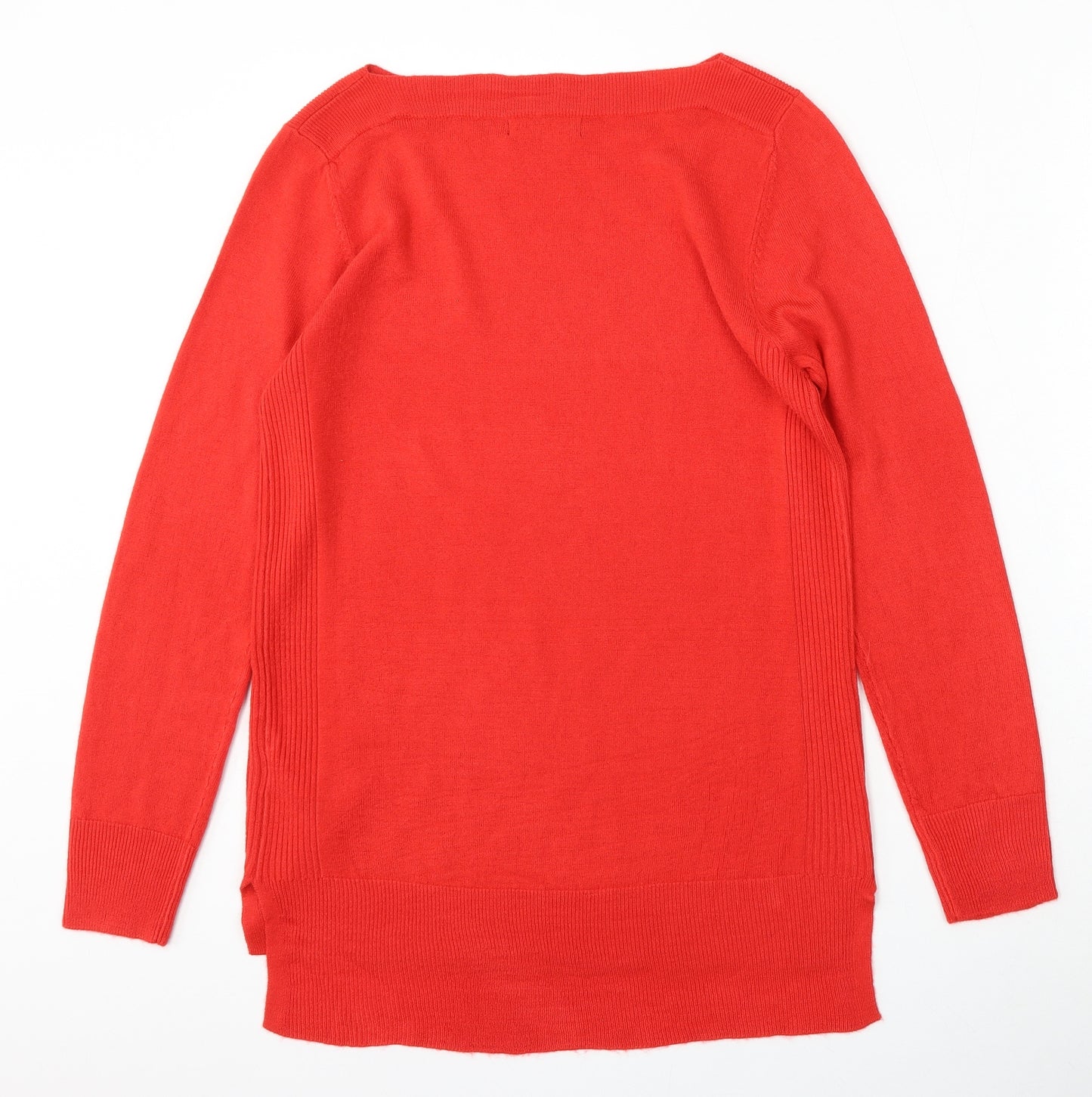 F&F Womens Red Round Neck  Acrylic Pullover Jumper Size 10