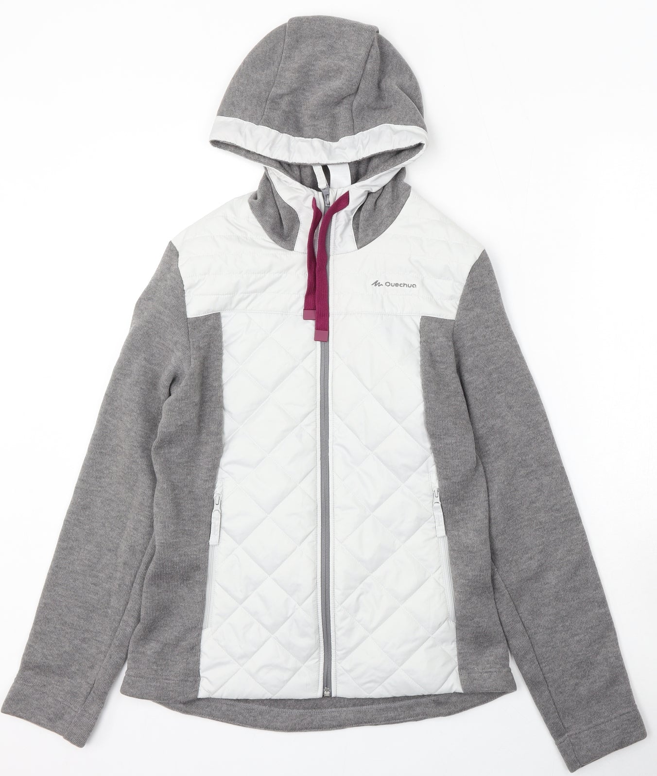 DECATHLON Womens Grey  Polyester Full Zip Hoodie Size M  Zip
