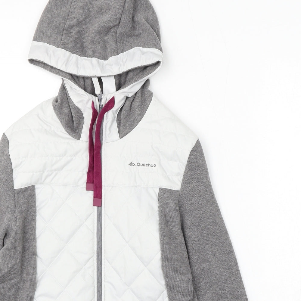 DECATHLON Womens Grey  Polyester Full Zip Hoodie Size M  Zip